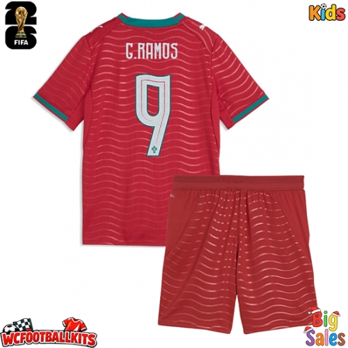 Portugal Goncalo Ramos #9 Replica Home Stadium Kit for Kids World Cup 2026 Short Sleeve (+ pants)